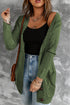 Textured Cable Knit Button Front Long Cardigan