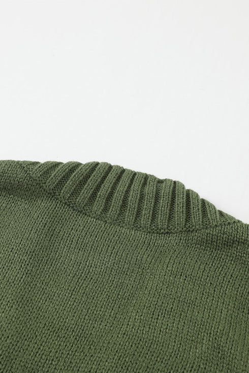 Textured Cable Knit Button Front Long Cardigan