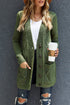 Textured Cable Knit Button Front Long Cardigan