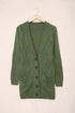Textured Cable Knit Button Front Long Cardigan