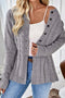Textured Cable Knit Button Front Peplum Hem Cardigan