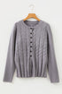 Textured Cable Knit Button Front Peplum Hem Cardigan