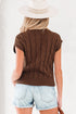 Textured Cable Knit Cap Sleeve Sweater Top