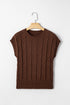Textured Cable Knit Cap Sleeve Sweater Top