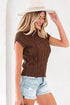 Textured Cable Knit Cap Sleeve Sweater Top