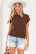 Textured Cable Knit Cap Sleeve Sweater Top