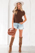 Textured Cable Knit Cap Sleeve Sweater Top