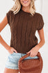 Textured Cable Knit Cap Sleeve Sweater Top