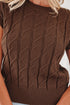 Textured Cable Knit Cap Sleeve Sweater Top