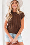 Textured Cable Knit Cap Sleeve Sweater Top