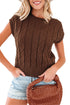 Textured Cable Knit Cap Sleeve Sweater Top