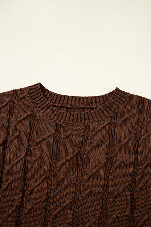Textured Cable Knit Cap Sleeve Sweater Top