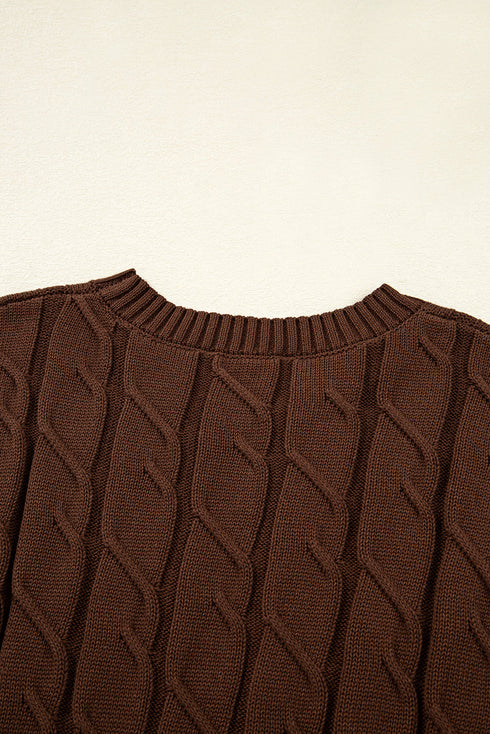 Textured Cable Knit Cap Sleeve Sweater Top