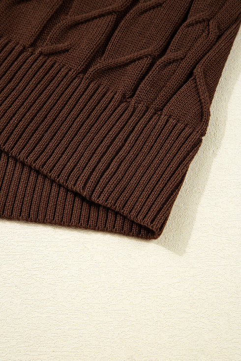 Textured Cable Knit Cap Sleeve Sweater Top