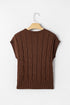 Textured Cable Knit Cap Sleeve Sweater Top