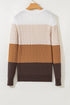 Textured Cable Knit Crew Neck Pullover Sweater