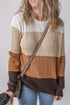 Textured Cable Knit Crew Neck Pullover Sweater