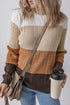Textured Cable Knit Crew Neck Pullover Sweater