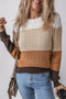 Textured Cable Knit Crew Neck Pullover Sweater