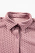 Textured Cable Knit Long Sleeve Button Down Shirt