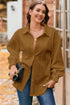 Textured Cable Knit Long Sleeve Button Down Shirt