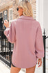 Textured Cable Knit Long Sleeve Button Down Shirt