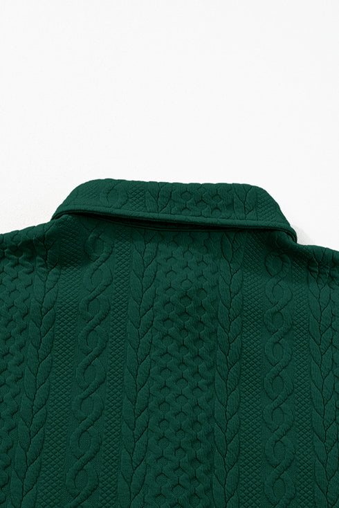 Textured Cable Knit Long Sleeve Button Down Shirt
