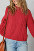 Textured Cable Knit Mock Neck Pullover Sweater