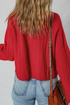 Textured Cable Knit Mock Neck Pullover Sweater