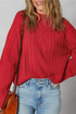 Textured Cable Knit Mock Neck Pullover Sweater