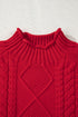 Textured Cable Knit Mock Neck Pullover Sweater