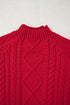 Textured Cable Knit Mock Neck Pullover Sweater