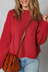 Textured Cable Knit Mock Neck Pullover Sweater