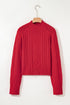Textured Cable Knit Mock Neck Pullover Sweater
