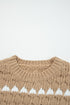 Textured Cable Knit Stripe Detail Pullover Sweater