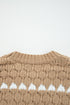 Textured Cable Knit Stripe Detail Pullover Sweater