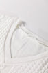 Textured Cable Knit V Neck Drop Shoulder Top