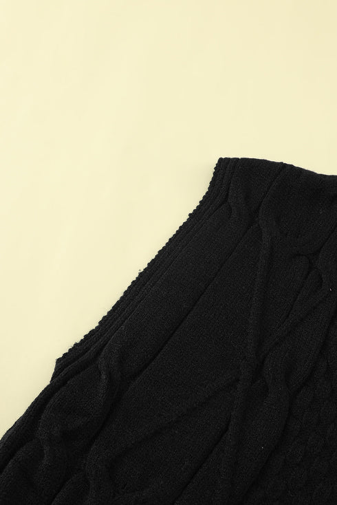 Textured Cable Knit V Neck Sweater Vest
