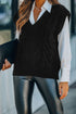 Textured Cable Knit V Neck Sweater Vest