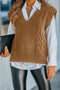 Textured Cable Knit V Neck Sweater Vest