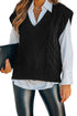 Textured Cable Knit V Neck Sweater Vest