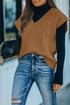 Textured Cable Knit V Neck Sweater Vest