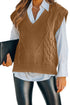 Textured Cable Knit V Neck Sweater Vest
