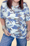 Textured Camouflage Print Western Style Tee