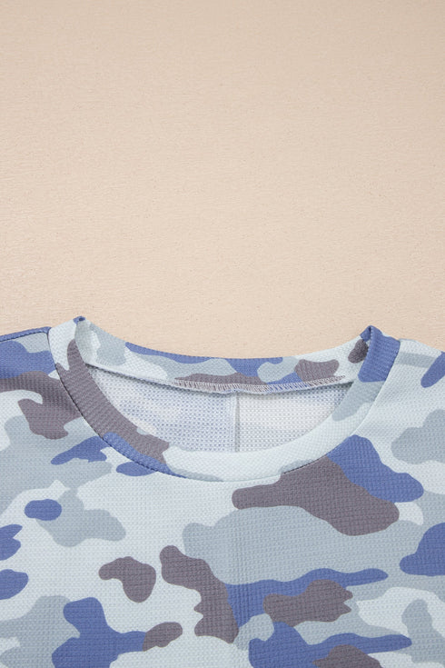 Textured Camouflage Print Western Style Tee