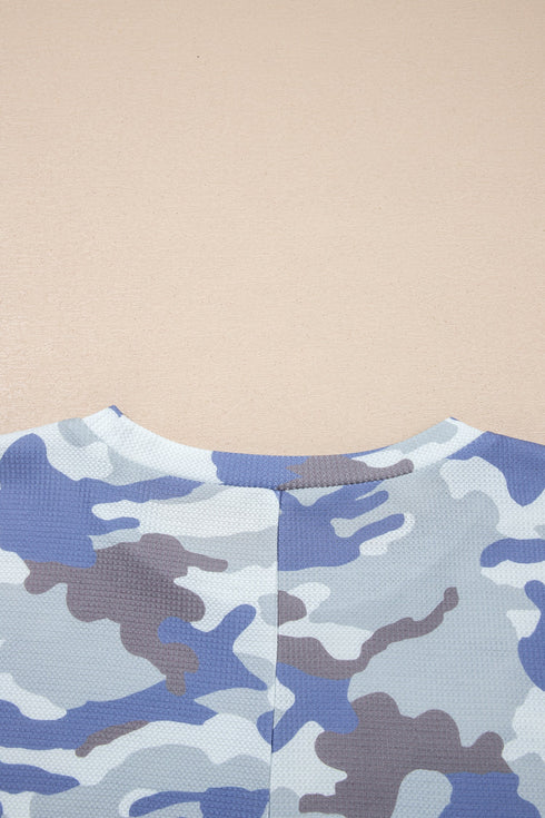 Textured Camouflage Print Western Style Tee