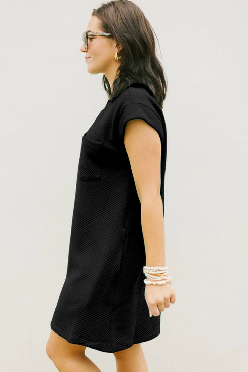 Textured Cap Sleeve T Shirt Dress