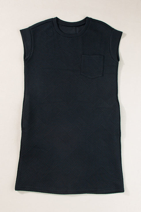 Textured Cap Sleeve T Shirt Dress