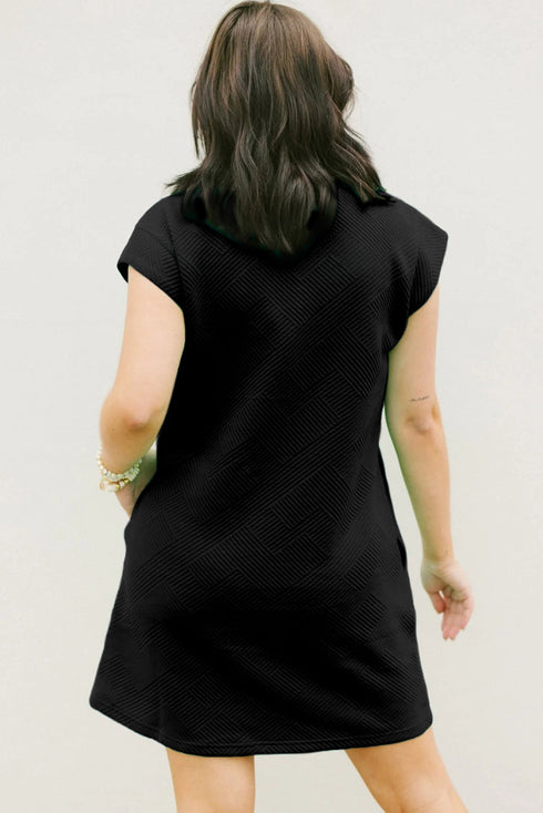 Textured Cap Sleeve T Shirt Dress
