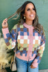 Textured Checkerboard Knit Button Front Cardigan